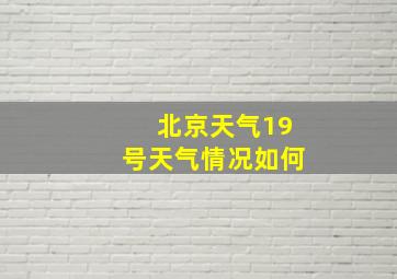 北京天气19号天气情况如何