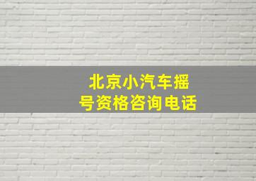 北京小汽车摇号资格咨询电话