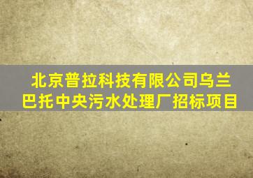 北京普拉科技有限公司乌兰巴托中央污水处理厂招标项目