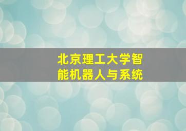 北京理工大学智能机器人与系统