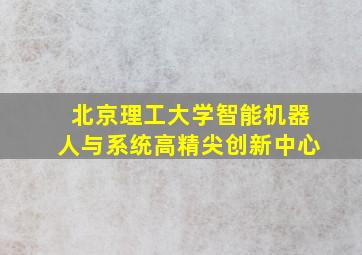 北京理工大学智能机器人与系统高精尖创新中心