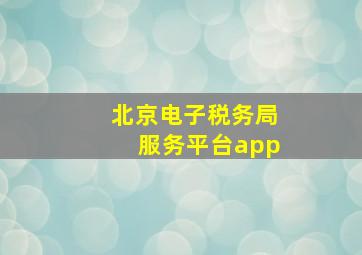 北京电子税务局服务平台app