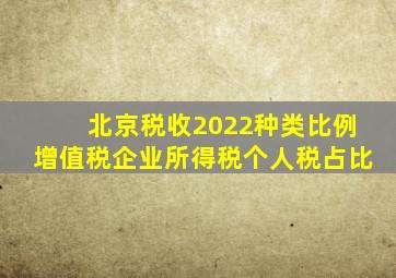 北京税收2022种类比例增值税企业所得税个人税占比