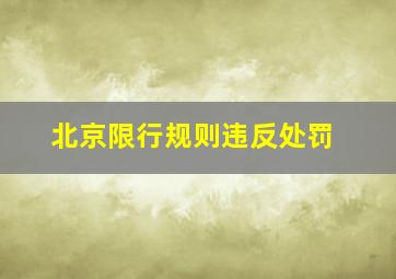 北京限行规则违反处罚