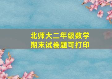 北师大二年级数学期末试卷题可打印