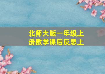 北师大版一年级上册数学课后反思上