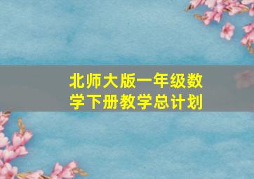 北师大版一年级数学下册教学总计划