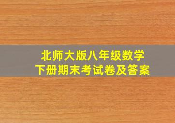 北师大版八年级数学下册期末考试卷及答案