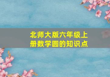 北师大版六年级上册数学圆的知识点