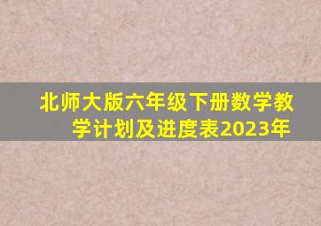 北师大版六年级下册数学教学计划及进度表2023年