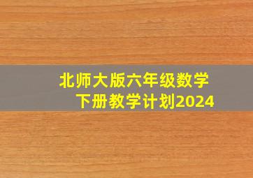 北师大版六年级数学下册教学计划2024