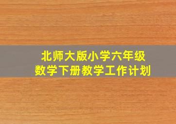 北师大版小学六年级数学下册教学工作计划