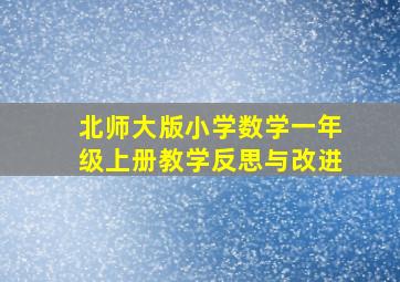 北师大版小学数学一年级上册教学反思与改进