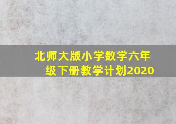 北师大版小学数学六年级下册教学计划2020