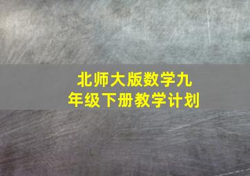 北师大版数学九年级下册教学计划