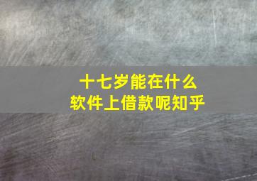 十七岁能在什么软件上借款呢知乎