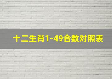 十二生肖1-49合数对照表