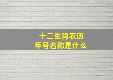 十二生肖农历年号名称是什么