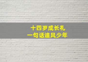 十四岁成长礼一句话追风少年