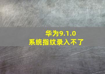 华为9.1.0系统指纹录入不了