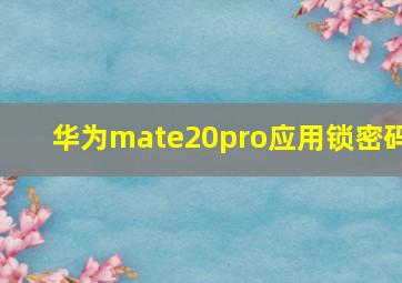 华为mate20pro应用锁密码