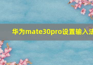 华为mate30pro设置输入法