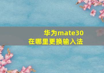 华为mate30在哪里更换输入法