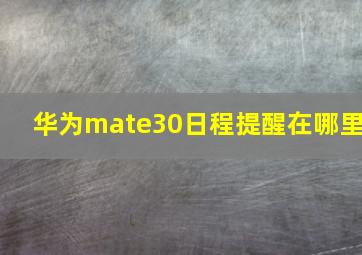 华为mate30日程提醒在哪里