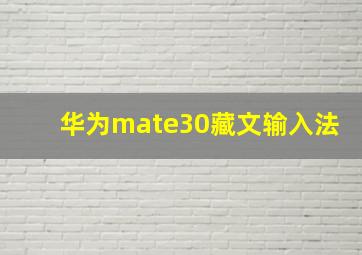 华为mate30藏文输入法