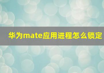 华为mate应用进程怎么锁定