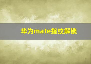 华为mate指纹解锁