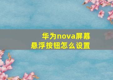 华为nova屏幕悬浮按钮怎么设置