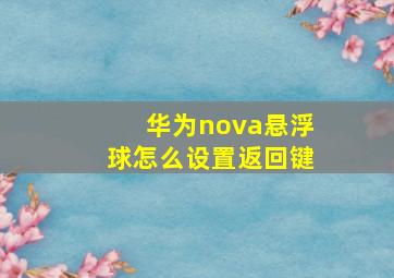 华为nova悬浮球怎么设置返回键