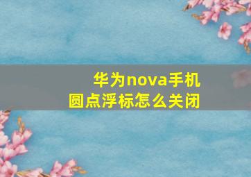 华为nova手机圆点浮标怎么关闭