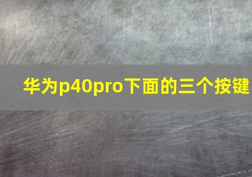 华为p40pro下面的三个按键