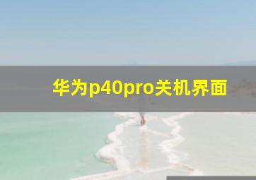 华为p40pro关机界面