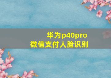 华为p40pro微信支付人脸识别