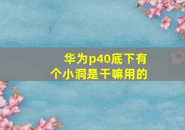 华为p40底下有个小洞是干嘛用的