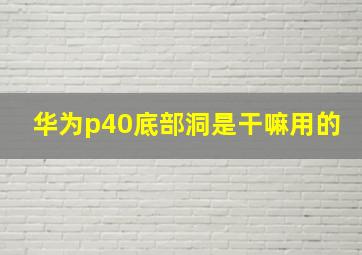 华为p40底部洞是干嘛用的