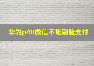 华为p40微信不能刷脸支付