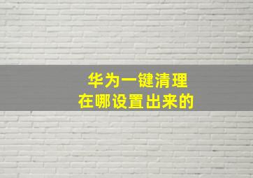 华为一键清理在哪设置出来的