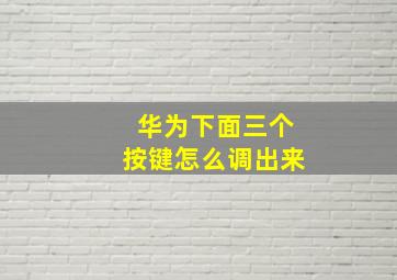 华为下面三个按键怎么调出来