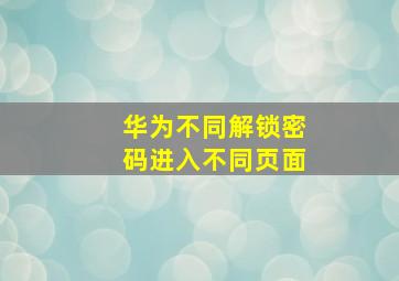 华为不同解锁密码进入不同页面