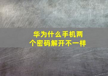 华为什么手机两个密码解开不一样