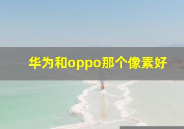 华为和oppo那个像素好