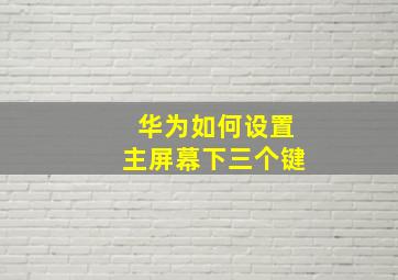 华为如何设置主屏幕下三个键