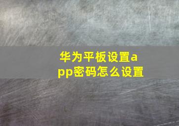 华为平板设置app密码怎么设置