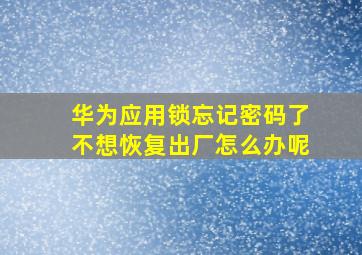 华为应用锁忘记密码了不想恢复出厂怎么办呢