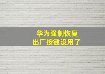 华为强制恢复出厂按键没用了