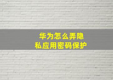 华为怎么弄隐私应用密码保护